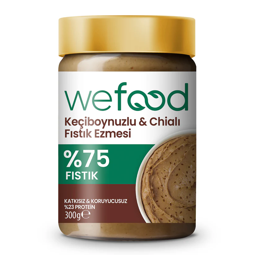 WF_keciboynuzu_chia_1500x1500px_dd4f8359-7eef-4ae1-b119-0f22bb83cfef Wefood Keçiboynuzlu & Chialı Fıstık Ezmesi 300 g - Görsel 1